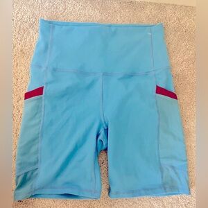 Fabletics Blue and Maroon Biker Shorts